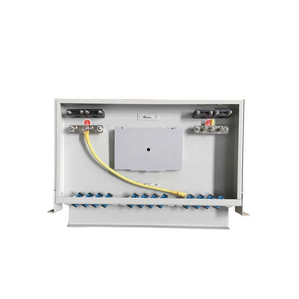 Electrical distribution box on the scaffolding of the construction site